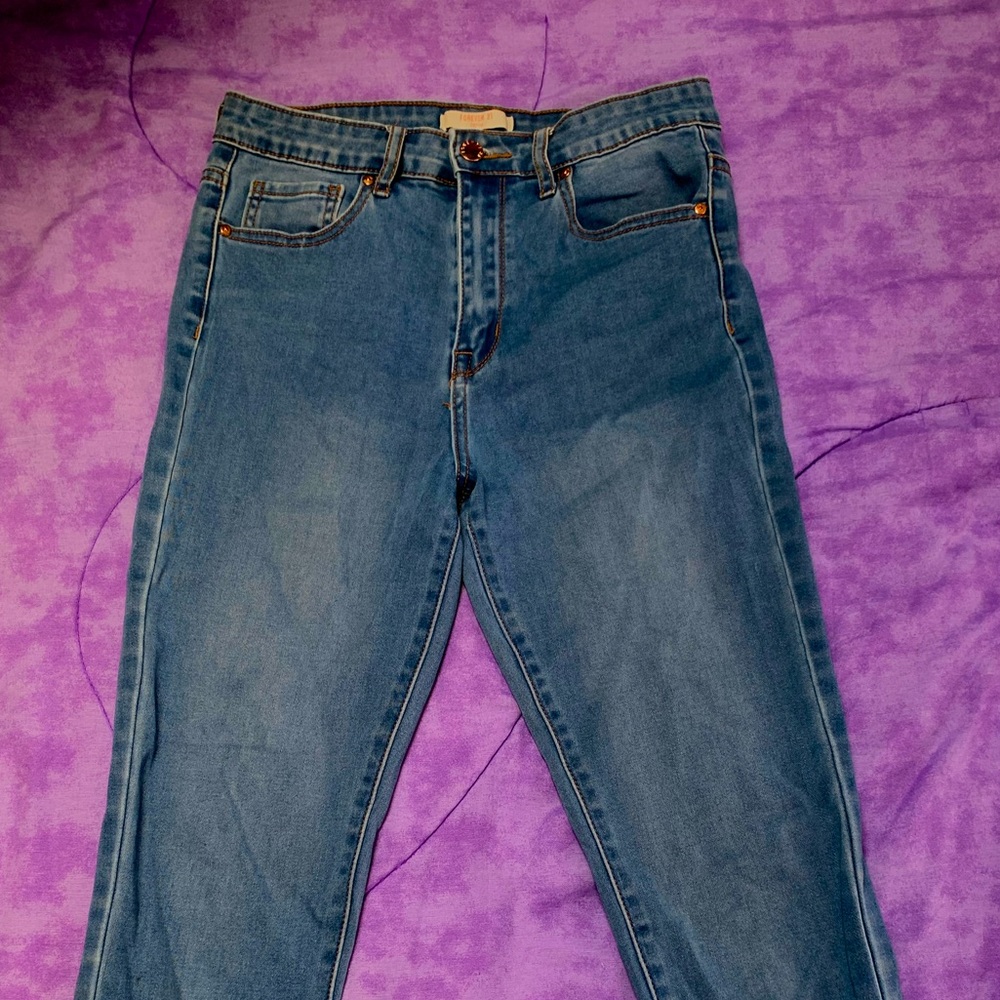 Stretchy denim dark blue jeans